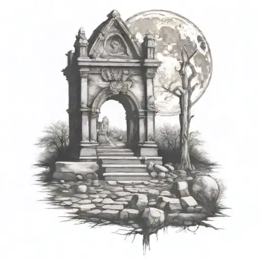 Graveyard With Hollow Full Moon