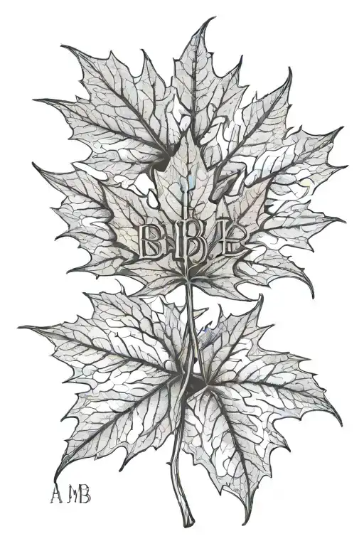 Canadian Maple Leaf With Initials Intertwined Representing Ab And Mb