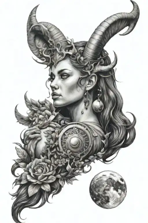 Capricorn Woman With Moon Surrounded