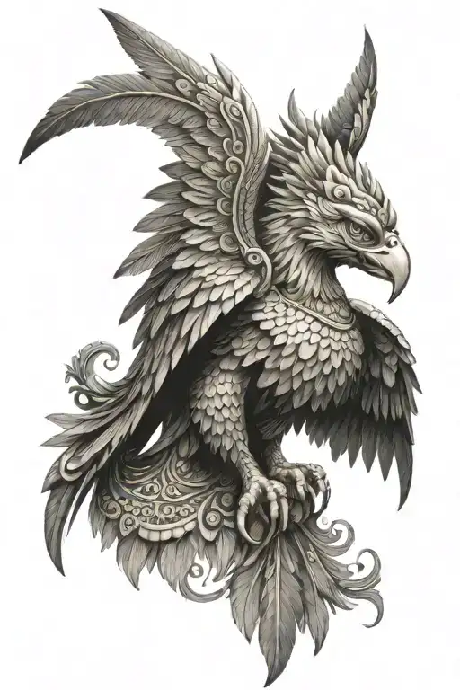 Indian Style Garuda Good Looking Standing Proudly Wings Open
