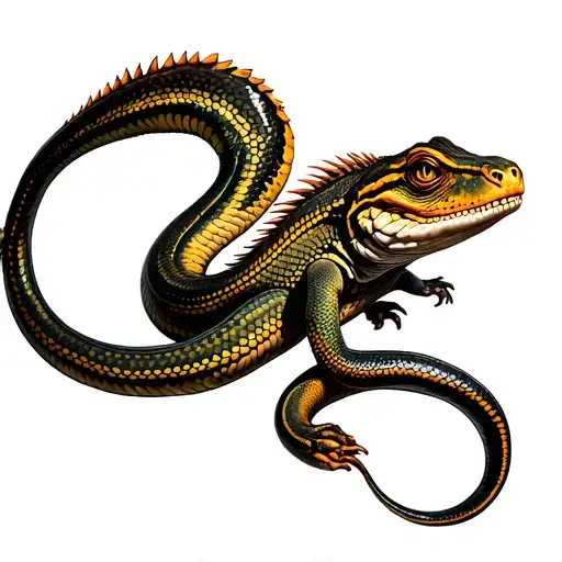 Roses Iguanas Snake Wrapped