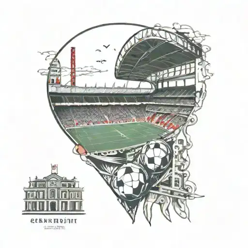 Bristol City Skyline With A Football Stadium Incorporated In The Design