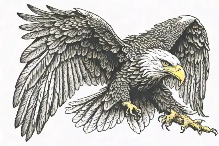 Eagle With Wings Spread Looking Straight
