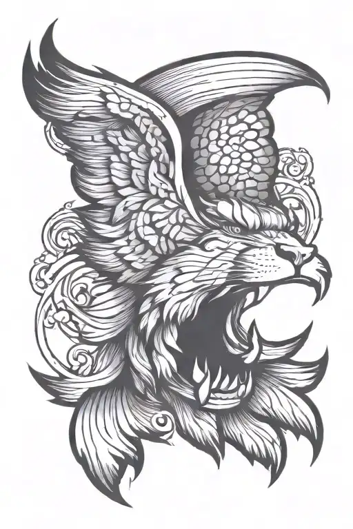 Lion Head Tattoo Holding