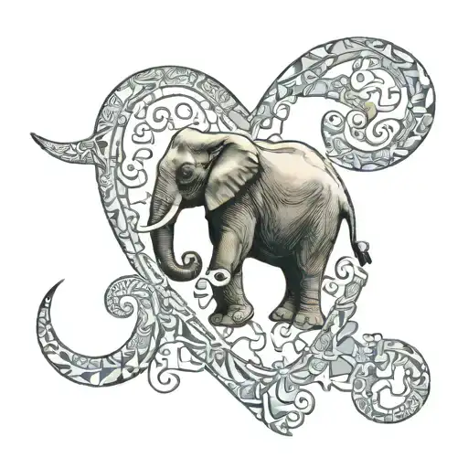 Elephant Love Heart Infinite Symbol And Puzzle Uneven