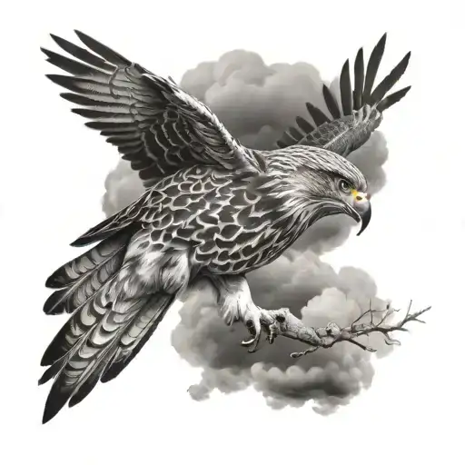 Hawk And Storm Clouds