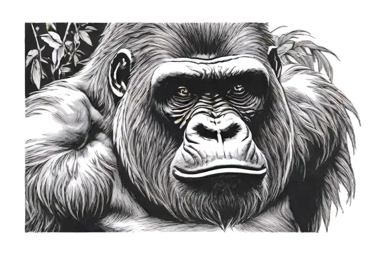 Gorilla Head Tattoo Flash