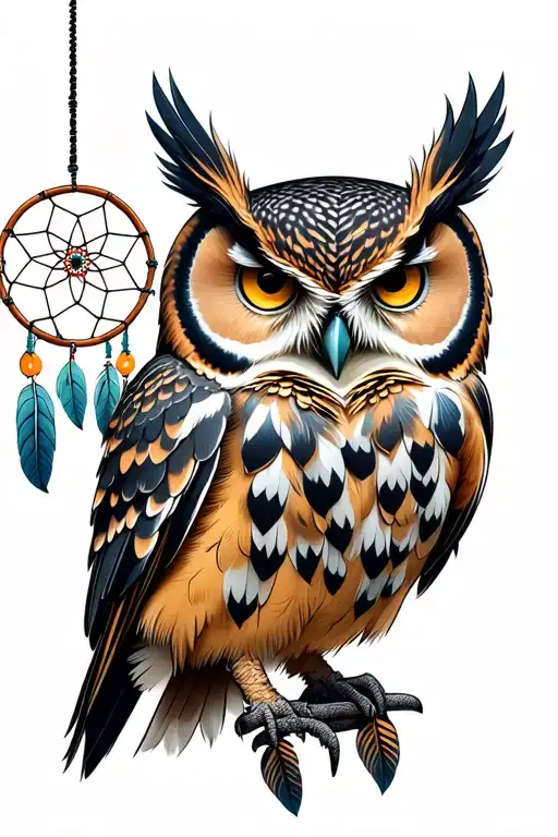 Owl That Holds A Dream Catcher
