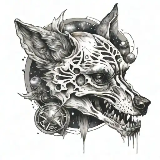 Wolf Skull With Space Elements