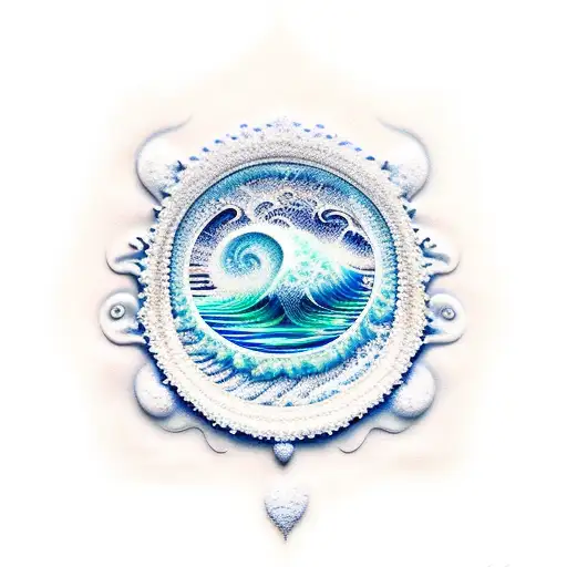 Trpoical Flower Island And Ocean Wave