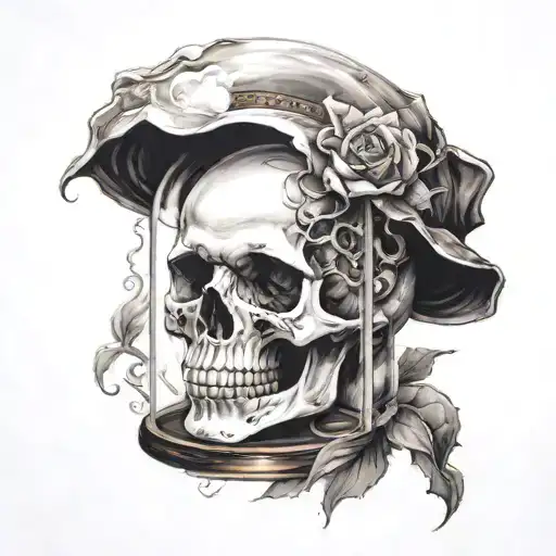 Skull Under Hour Glass