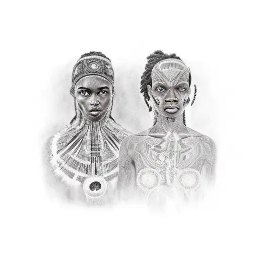 One Black And One Brazilian Native Women Face To Face Medium In Back To Share Ancestrality