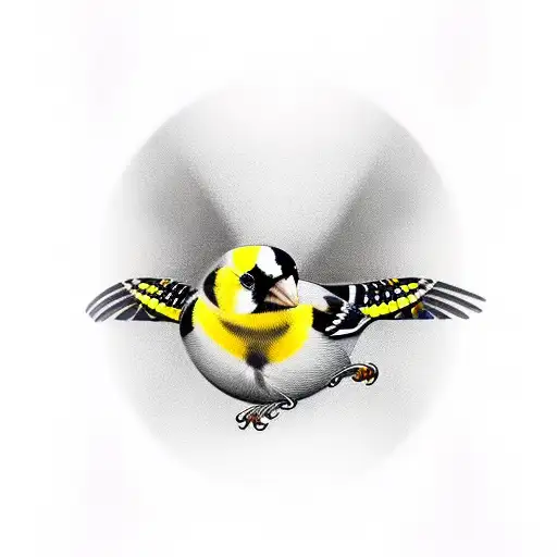 Design A Realistic Portrait Of A Goldfinch Wearing A Hajduk Scarf