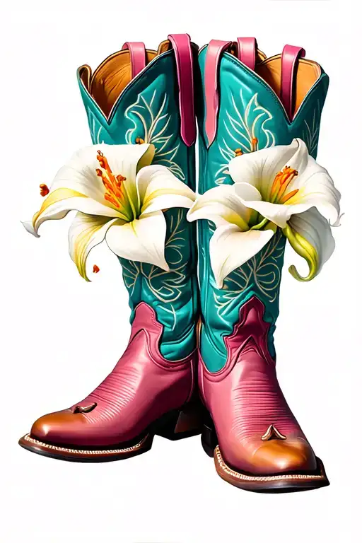 Cowboy Boots With Cala Lily In Them