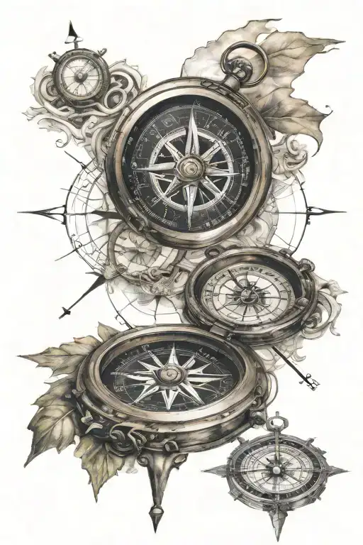 Compass Surrounded Travel Landmarks