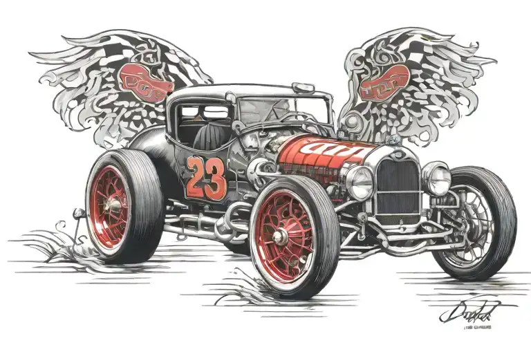 In Memory Of Dad Race Car With Number 23 On Side Red And Black Colored Race Car