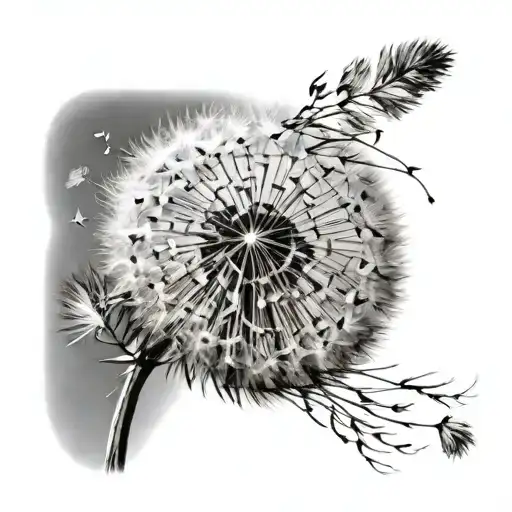 Dandelion Blowing Away In Wind