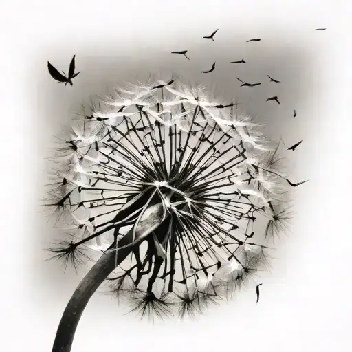 Dandelion Seeds Blowing Away In Wind