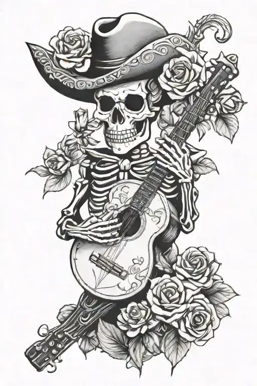 Skeleton Mariachi With Roses