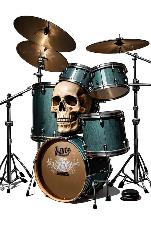 Skull With Drum Set Memorial For Past Uncle