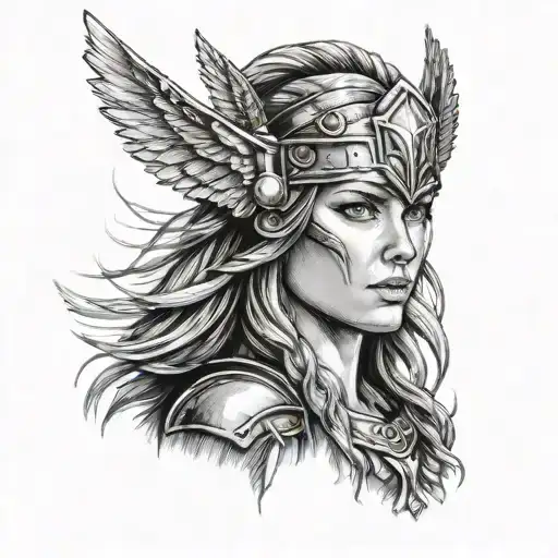 Valkyrie Woman Face Looking Ahead