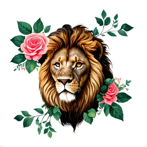 Lion Et Roses Blooming