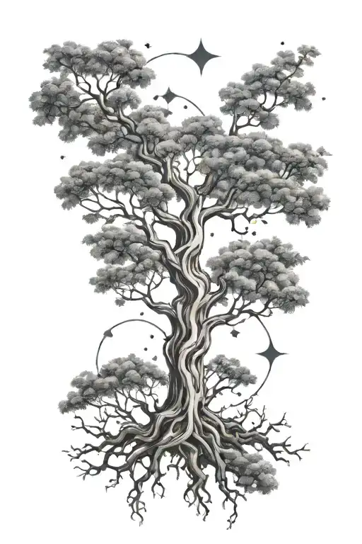 Virgo Constellation And Life Tree Intertwined