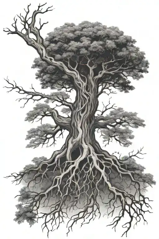 Virgo Constellation And Life Tree Roots Reaching Deep