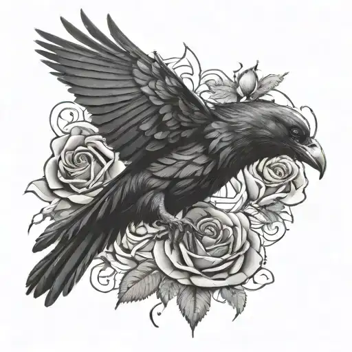 Roses Raven Flying