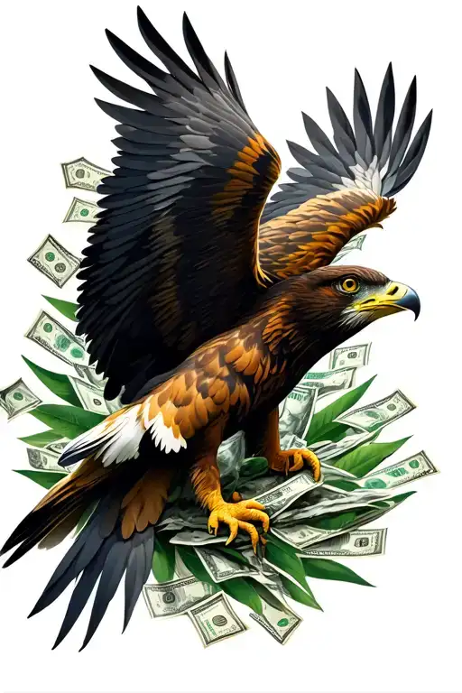 Aguila With Dollars Surrounded By The Elements Of Nature With Energy