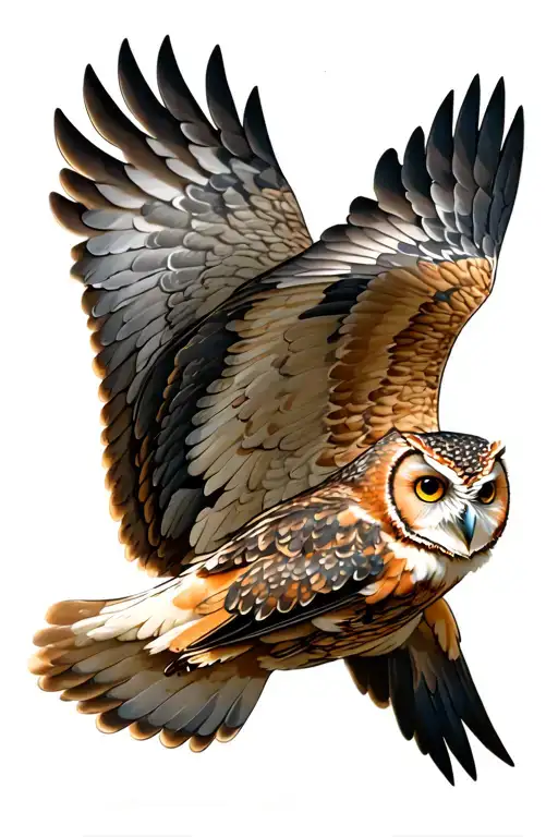 Open Wing Owl Flying