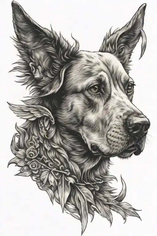 Ghost Dog With Pointy Ears And Angel Wings