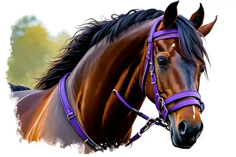 Horse And Purple Reins