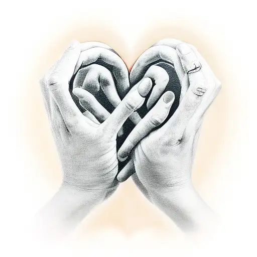 Realistic Depiction Of A Mother's Hands Forming A Heart Shape Around Her Son