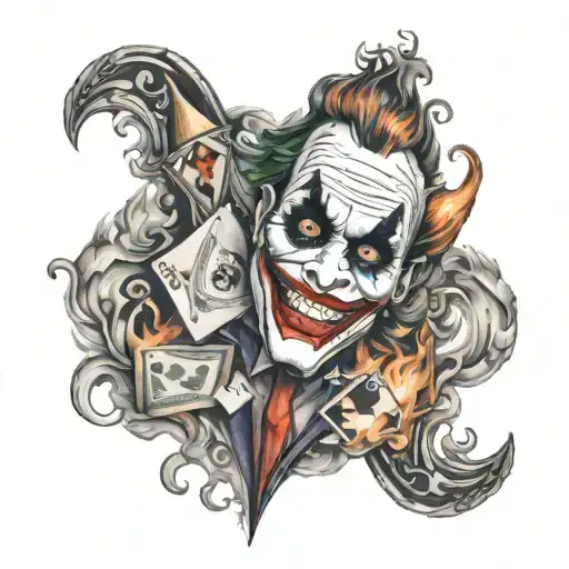 A Joker Card On Fire