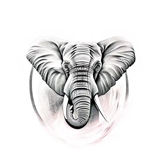 Elephant Head With Paint Stroke Background