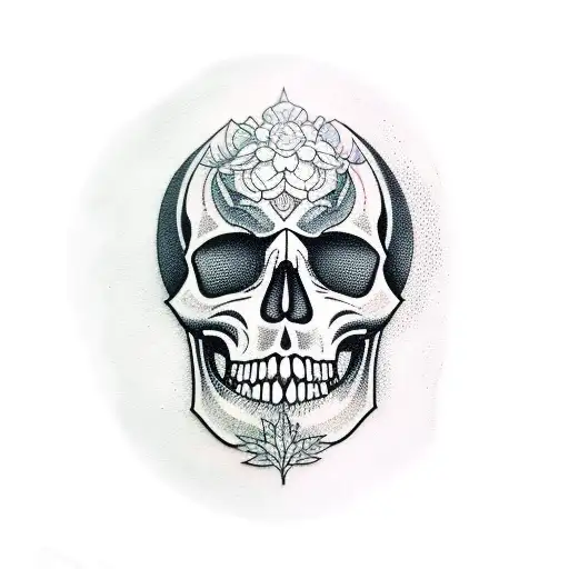 Half Sleeve With Skull Penetrating Forrest And Fog