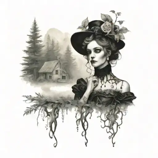 Gothic Victorian Woman In Forest