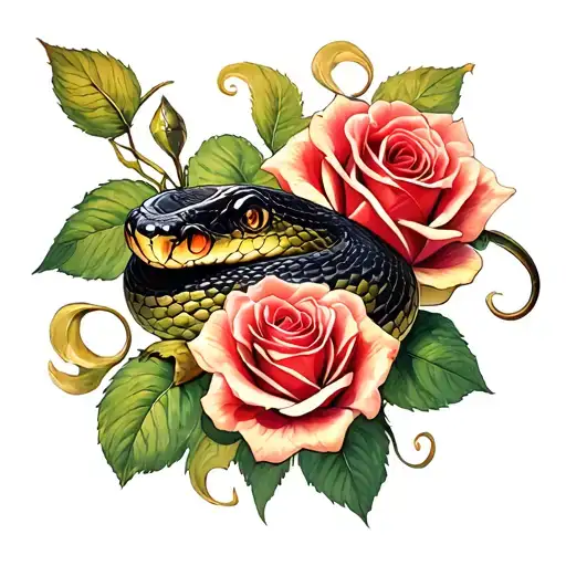 Snake And Roses