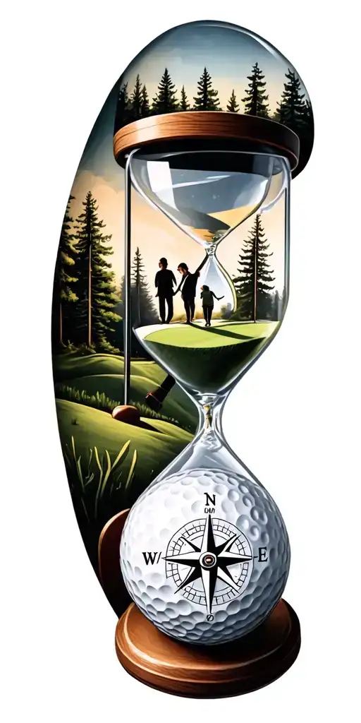 Family And Forest And Hour Glass And Compass Golf Course Golf Ball