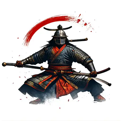 Traditional Shogun Samurai With Kabuto Helmet Doing A Hiphop Ha