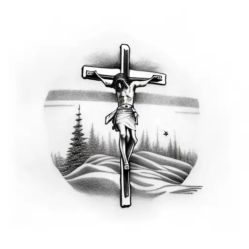 Jesus Christ Crucifixion On The Mountain At Dawn