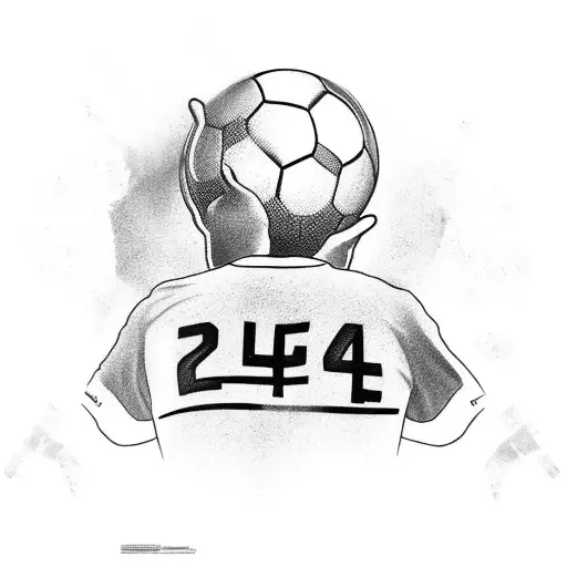 Soccer Player 24 Shirt Number Holding A Trophy Back View