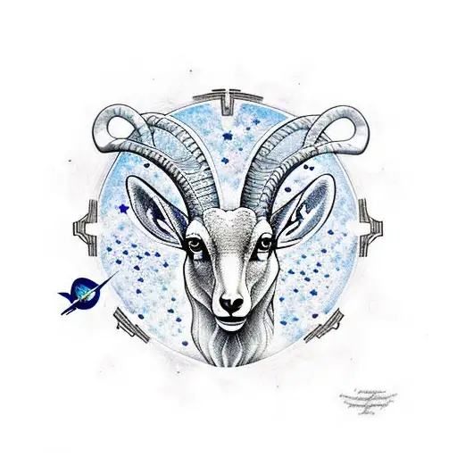 Ibex Looking At The Starry Sky Where An Astronaut Hovers