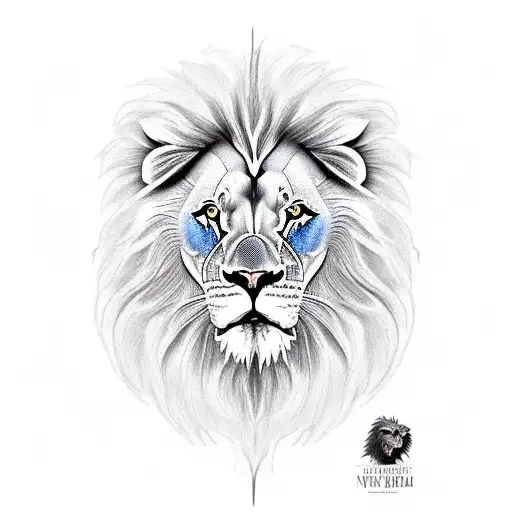 Lion With Blue Eyes And One With A Scar Over