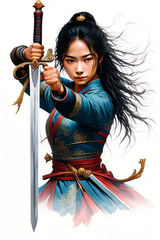 Mulan Holing A Sword