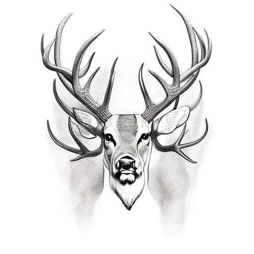 Buck Antlers Rising Up As A Crown Into Birch Trees