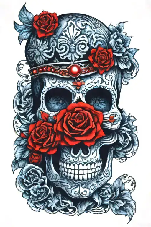 Sugar Skull With Crown