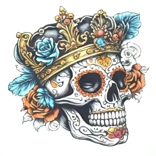 Sugar Skull With Crown