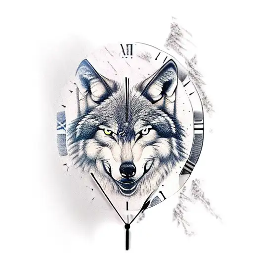 Clock With Wolf And Dragon Sleeve